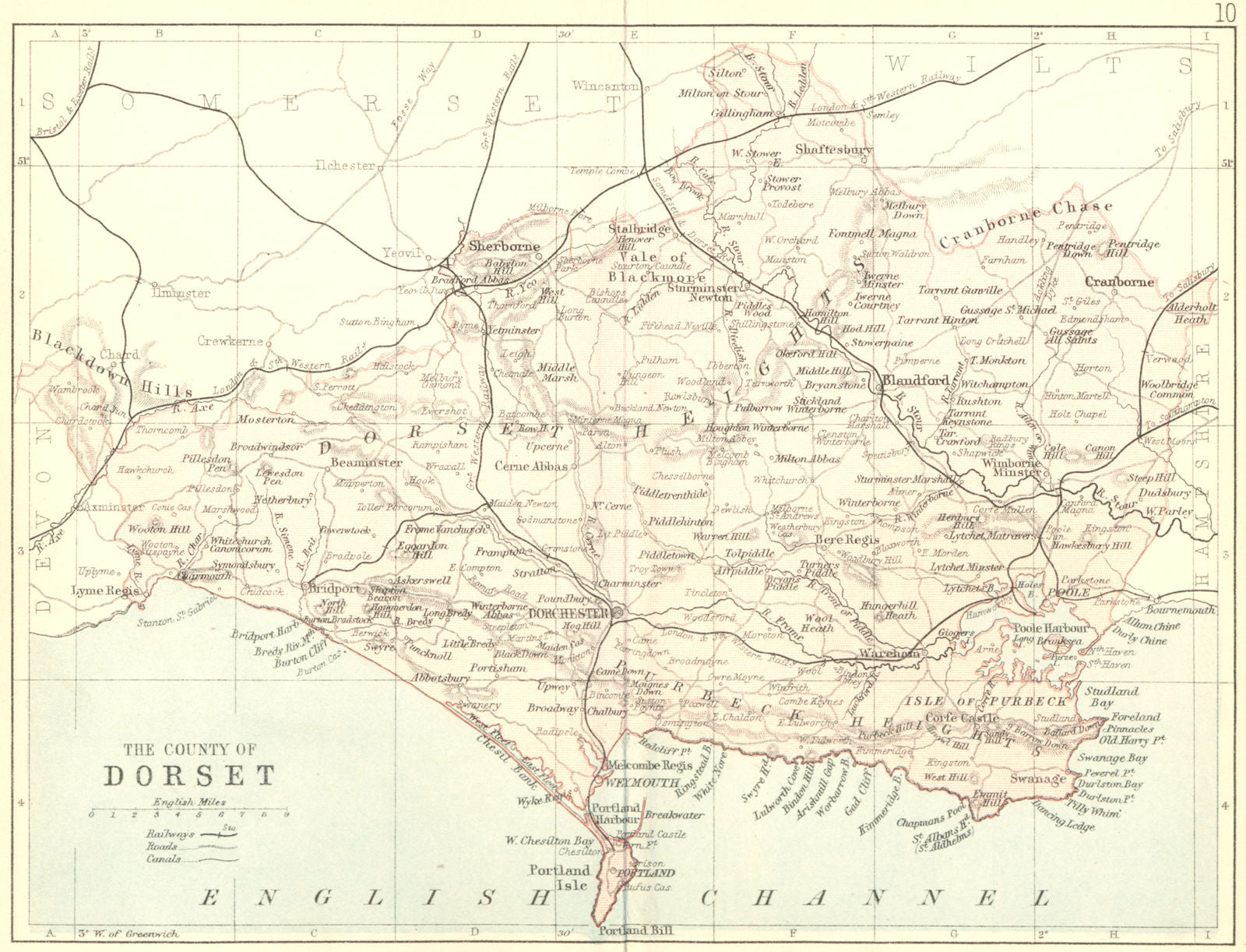 DORSET. Philip 1876 old antique vintage map plan chart
